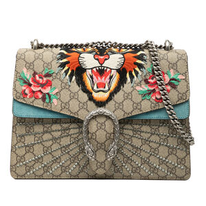 Pre-Loved Gucci Medium GG Supreme Embroidered Angry Cat Dionysus Shoulder Bag